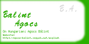 balint agocs business card