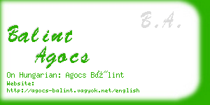 balint agocs business card